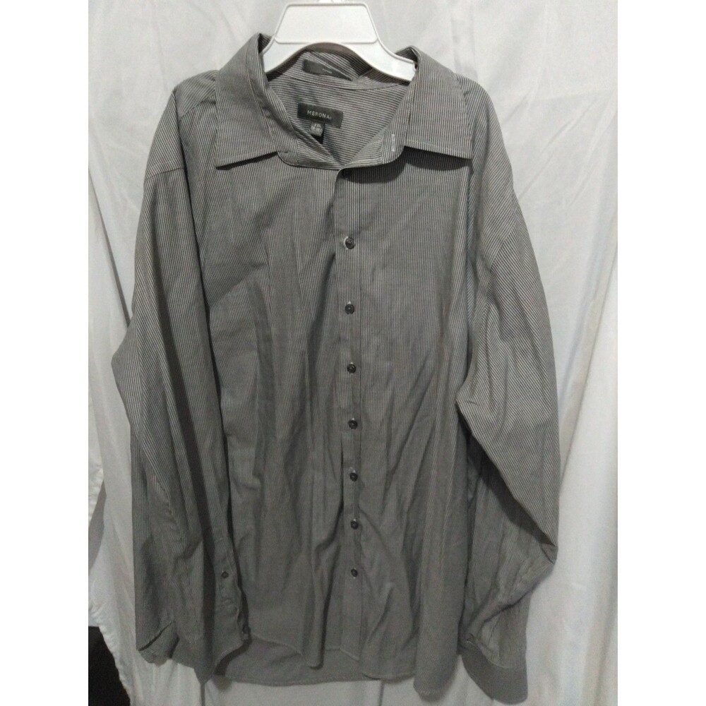 Merona Men's XXL Casual Button Down Shirt Gray Pinstripe